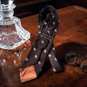 Elegant Vintage Brown Tie with English Sheepdog design